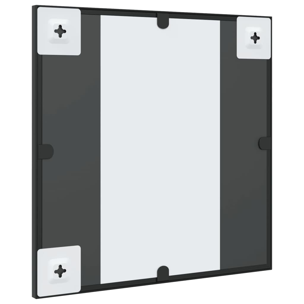 Espejo de pared cuadrado de 40 x 40 cm, negro, espejo de pared de vidrio con marco recubierto de polvo, espejo transparente para dormitorio, pasillo, salón, baño