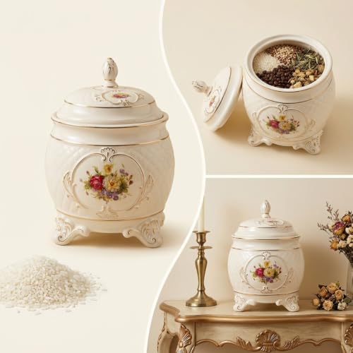 Tarro de porcelana para cocina con tapa ideal para proteger granos, café y azúcar 7