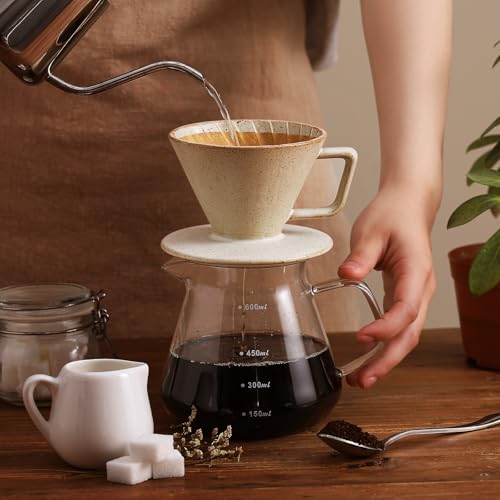 Image of DOWAN Pour Over Coffee Maker, Non-Electric Pour Over Coffee Dripper, Manual Brew Maker, Single Cups Porcelain Slow Brewing Accessories for Gifts, Grey