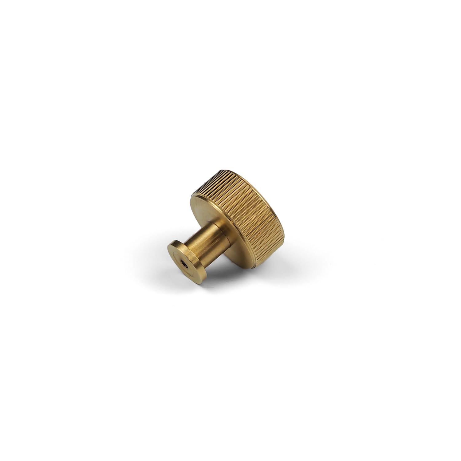 Handle & Home Satin Brass 35Mm Satin Solid Brass Gold Reeded Round Knob