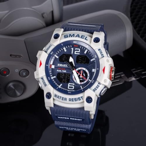 Image of Men's Watches Multi Function Military S-Shock Sports Watch LED Digital Waterproof Alarm Watches, 8007 Dark Blue