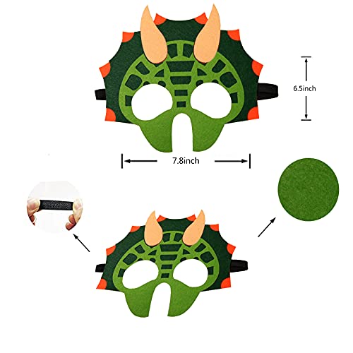 24Pcs Dinosaur Felt Themed Party Masks Dinosaur Birthday Party Favors Dress Up Costumes Mask Photo Booth Prop Cartoon Character Dinosaur Pretend Party Favors Cosplay Halloween For Boys Girls #TOP1