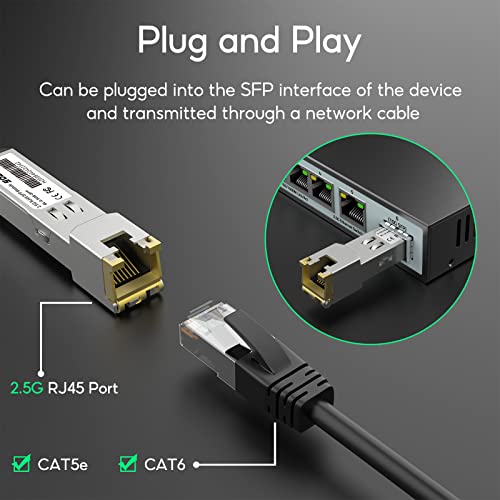 Image of Sodola 2.5GBase-T RJ45 SFP+ Module, 2.5G SFP to RJ45 SFP Copper Transceiver, Compatible with Ubiquiti UniFi, TP-Link, Mikrotik and Other Open Switches, Plug and Play