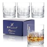 Brilant Yellowstone Whiskey Glasses Set of 4 - Elegant Lead-Free Tumbler for Whisky, Rum and Cocktails - Precise Craftsmanship, Wiskey Glasses Set in Gift Box, Ideal as Whisky Glasses and Rum Glasses