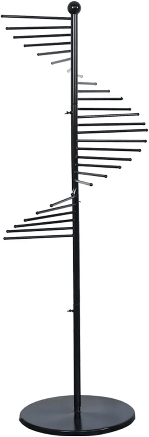 DPZTSYDClothing Store Garment Rack Floor Standing Spiral Garment Rack,Metal Scarf Hanger with 28 Hanging Bars,Commercial Clothing Retail Store,Tie Silk Scarf Belt Storage Rack,Space Saving