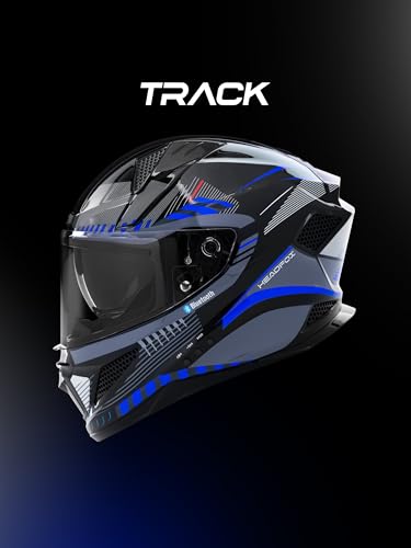 Image of HEADFOX N2F Track Full Face Bluetooth Helmet for Bike | Waterproof Smart Helmet for Men & Women | Built-in Bluetooth for Calls, ENC, Music & GPS | Voice Assist | ISI Certified
