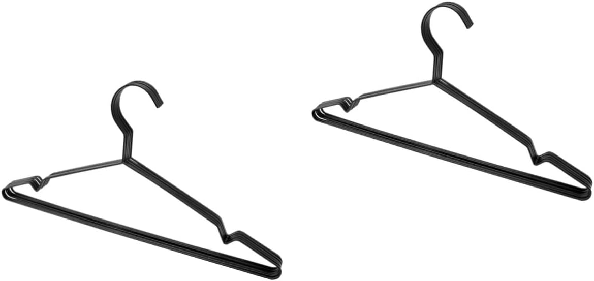 Zerodeko 10pcs Thickened Widened Manganese Steel Clothes Hanger for Home Laundry and Clothing Shops Slot Design to Prevent Slipping Black