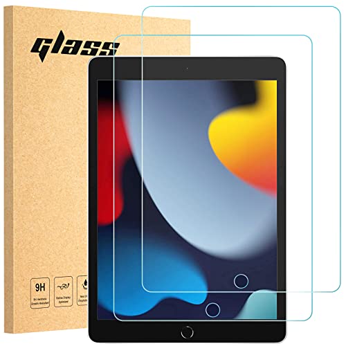 Whioltl [2 Pack Screen Protector for iPad 9/8 / 7, 9th / 8th / 7th Generation, Tempered Glass Film Guard for A2602 / A2603 / A2604 / A2605 / A2197 / A2200 / A2198 / A2270 / A2428 / A2429 / A2430