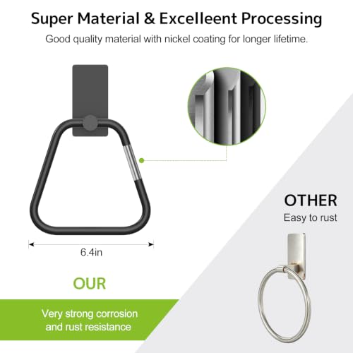 Image of SetSail Adhesive Towel Holder for Bathroom Wall, Matte Black Towel Ring