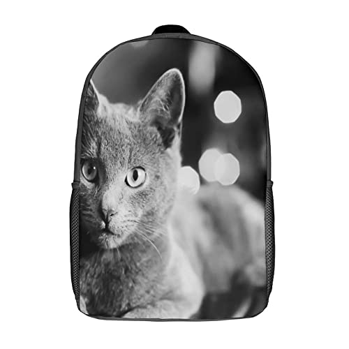 Sac à dos scolaire 17 pouces avec imprimé chat 3D pour garçons et filles
