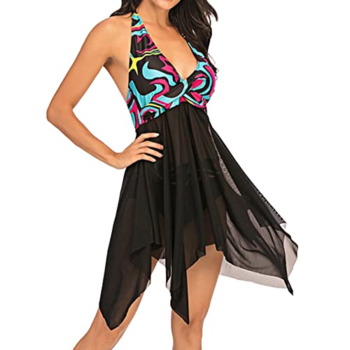 Genérico BañAdor Mujer Reductor Barriga Estampados con Traje de baño Ropa de Playa Traje de baño Pantalones Traje de baño Bikini Tropical Traje de baño Dividido BañAdor Red Point Mujer (Black, L)