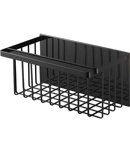 Yamazaki 5543 Magnetic Bathroom Basket, Black, Approx. W12.2 x D6.7 x H5.9 inches (31 x 17 x 15 cm), Tower, Bathroom, Storage Rack