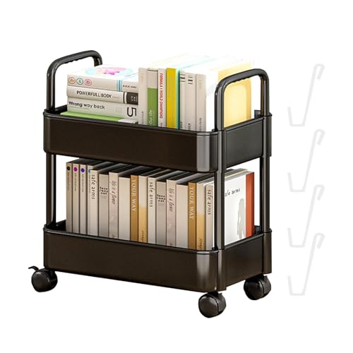 Carrito con ruedas de 2 niveles, estante de almacenamiento móvil con ruedas, organizador de utilidad, carrito de almacenamiento multifuncional para oficina, cocina, etc