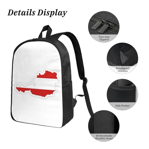 Sac à dos école drapeau autrichien 3 pièces avec boîte déjeuner et trousse