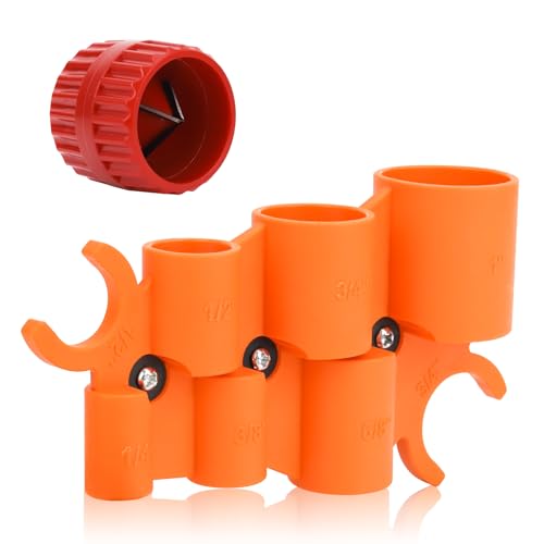 1/4 - 1 Depth Gauge with Pipe Deburring Tool Kit 1/8 to 1-5/8 Inner Outer Reamer Pipe Deburring Tubing Chamfer Tool for PVC PPR Brass CPVC PERT Aluminum Pipes
