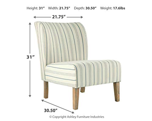 Signature Design by Ashley Triptis Casual Armless Accent Chair, Cream with Blue Pinstripe - Image 4