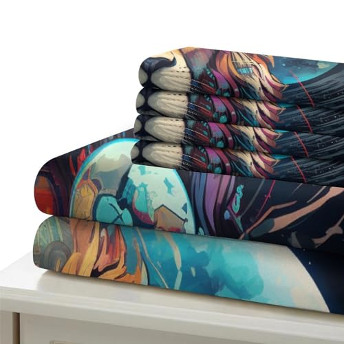 Funda nórdica león 3D de microfibra suave 135x200cm juego de cama infantil single 7
