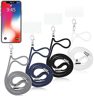 4 Pcs Universal Nylon Phone Lanyard, Phone Lanyard Neck Strap, Adjustable Neck Strap Detachable Clear Pad for Women and Men Most Smartphoneswhite+grey+black+Royal blue