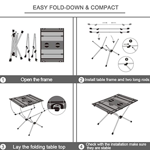 Folding Camping Table - Portable Folding Table With 2 Cup Holders, Compact Lightweight Small Folding Roll-Up Table With Carry Bag For Outdoor Picnic, Beach, Camping, Bbq, Party #TOP3
