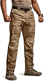 CQR Men's Flex Ripstop Tactical Pants, Water Resistant Stretch Cargo Pants, Lightweight EDC Hiking Work Pants, Breacher Cougar, 36W/32L