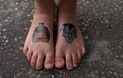 24 Halloween Temporary Tattoos | For Party Favors | Gift Bags | Trick Or Treat Prizes | Individually Wrapped Metallic Tattoos Featuring Jack O Lanterns, Witches, Monsters And More - For Kids Of All Ag #TOP7