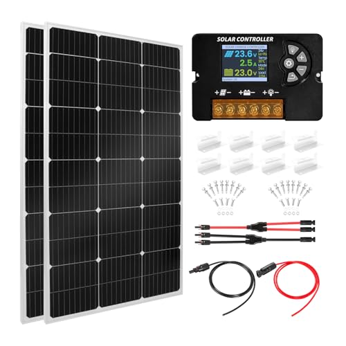 100W Monocrystalline Solar Panel Kit with 20A PWM Controller - 12V/24V High Efficiency Solar Panel for RV, Boat, Cabin, Off-Grid System-2pack by Weznbtev - Used condition - US$135.65