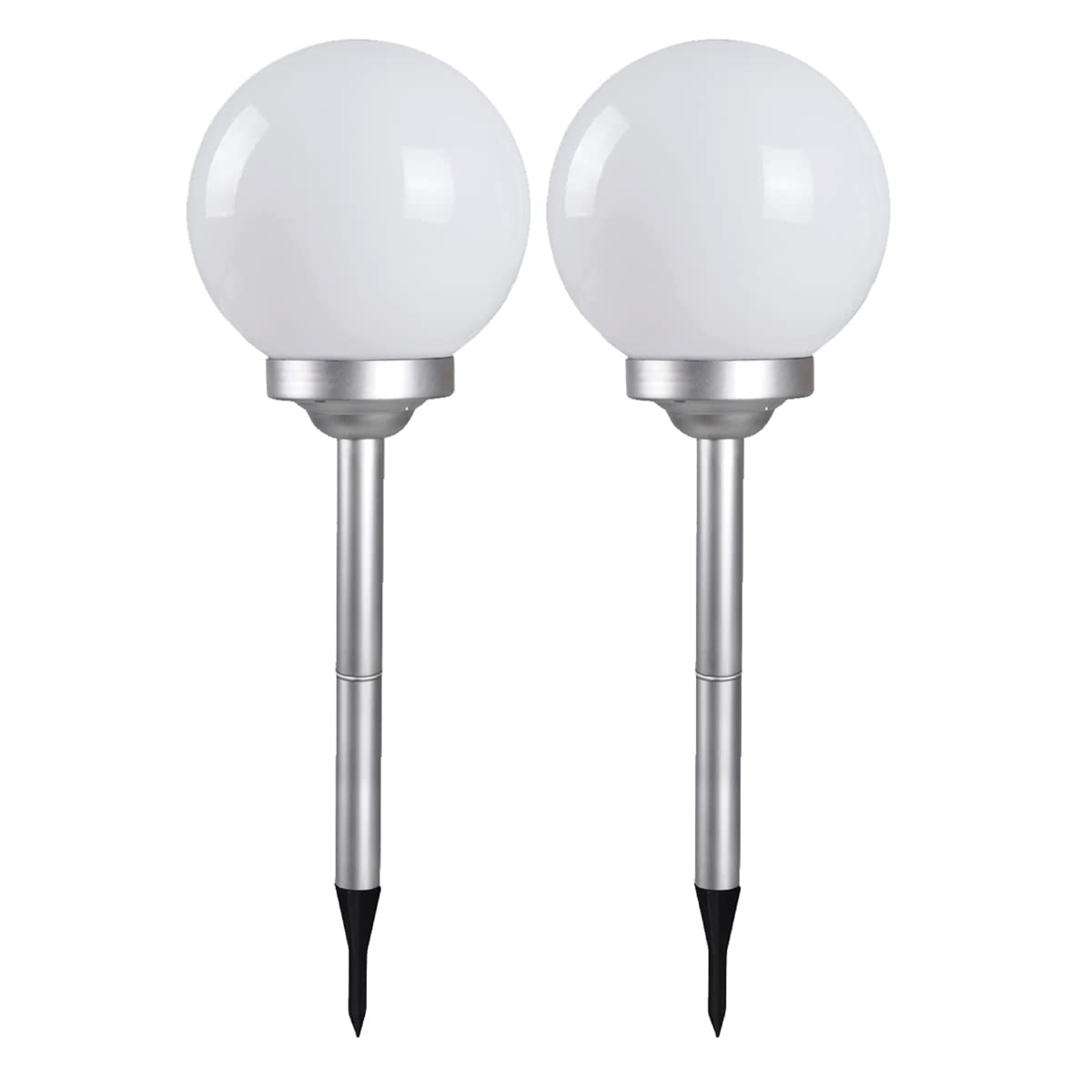 Lot de 2 Boule lumineuse solaire pour jardin, lampe LED de jardin, borne solaire, éclairage solaire d'extérieur - Diamètre 25 x Hauteur 67 cm