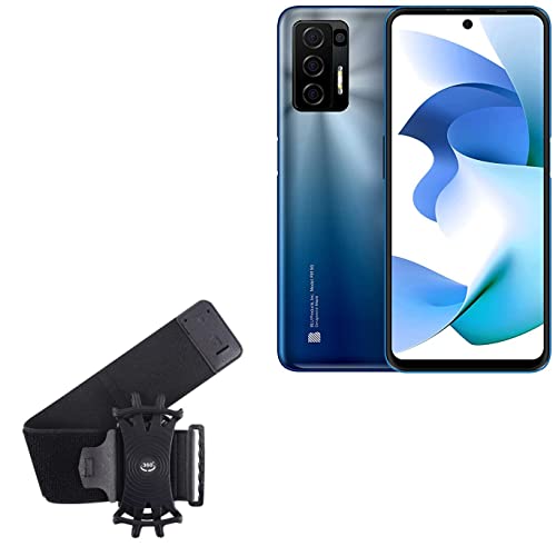 BoxWave Holster Compatible with BLU F91 5G - ActiveStretch Sport Armband, Adjustable Armband for Workout and Running - Jet Black