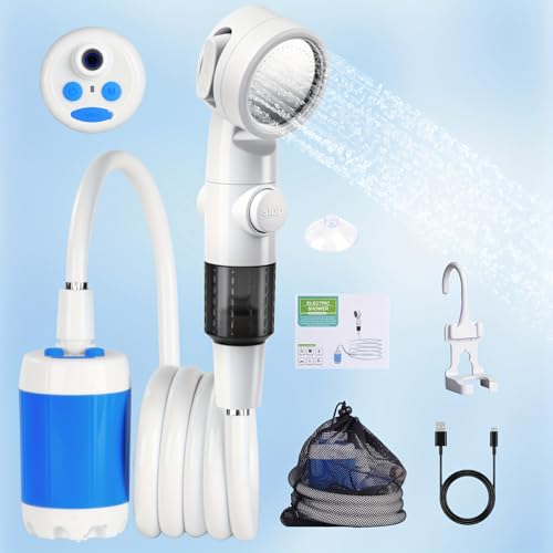 Ducha portátil para camping con bomba recargable eléctrica, pantalla digital inteligente y múltiples modos de rociado miniatura 1