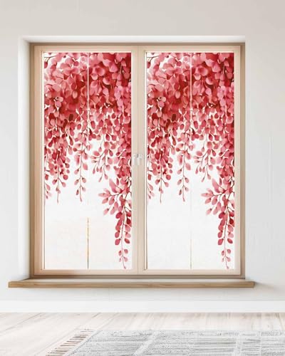 Vinilo decorativo para ventana hojas rojas 23.6''x59'' miniatura 2