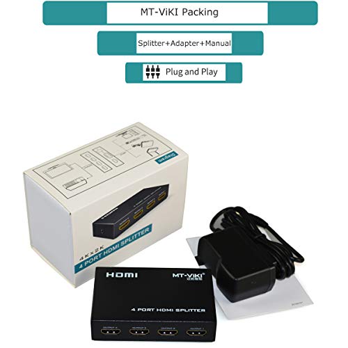 MT-ViKI HDMI Splitter 1 in 4 Out, 4K 30Hz Powered HDMI Distributor for 4 Monitors, Supports 3D & HDCP 1.4, Mirror Only, Compatible with Gaming Consoles with Power Adapter by MT-VIKI - Image 7