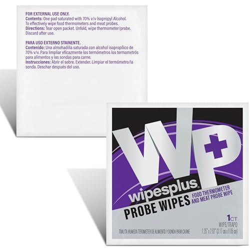 WIPESPLUS Thermometer Sanitizing Wipes - Probe Wipe Sachet - 100 Wipes