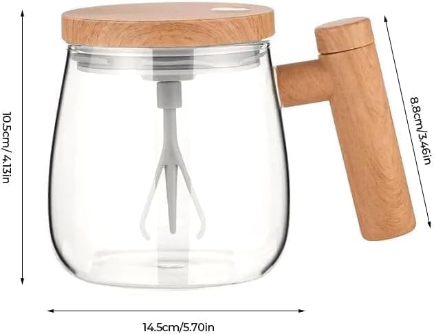 Miniatura 2 de Taza mezcladora eléctrica de alta velocidad, taza de café de viaje autoagitable de vidrio impermeable, taza de café autoagitante, taza de agitación
