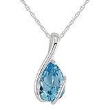 weißgold kette 750 375 Gold Anhänger mit Kette 9 kt Weißgold 2,15 kt Blauer Topas, einzelner Stein umwickelt