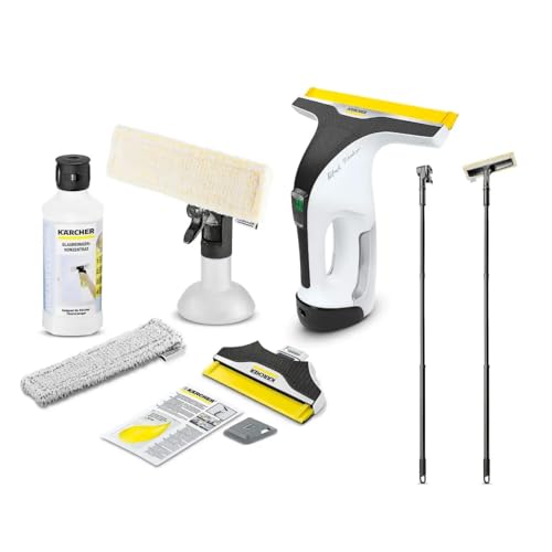 Kärcher Akku-Fenstersauger WV 7 Signature Line Adv mit Verlängerungsset 1 5m Akkulaufzeit: 100 min 2 Absaugdüsen Sprühflasche mit 3 Mikrofaserbezügen 500 ml Fensterreiniger-Konzentrat