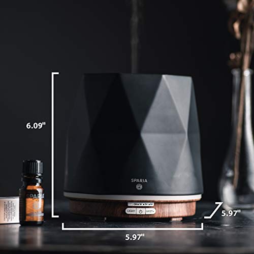 Sparia Ceramic Ultrasonic Essential Oil Diffuser For Aromatherapy, Matte Black With Wood Grain, 300Ml, 18 Hour Runtime #TOP5
