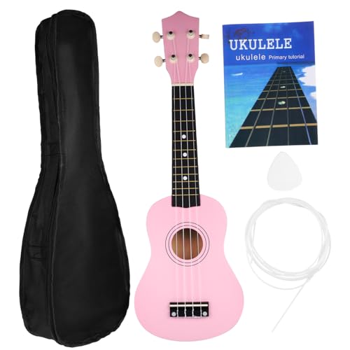 CVUTOVO Ukulele para Principiantes Rosa con Funda y Accesorios Guitarra Hawaiana de Ligera para Adultos y...