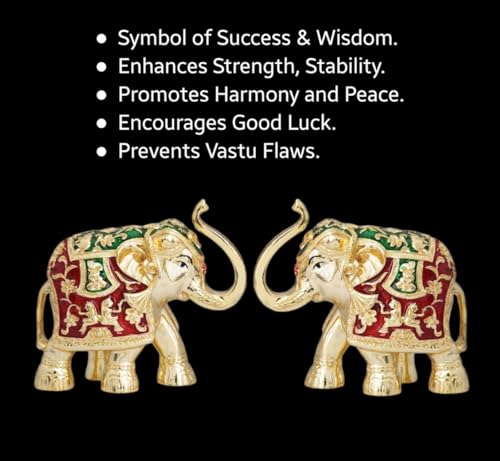 Image of Elephant Idol | Gold Plated Elephant Idol | Gajalaxmi Showpiece for Home & Office | Vastu, Good Luck, Gifts for House Warming Ceremony and Home Decoration - Sample Piece