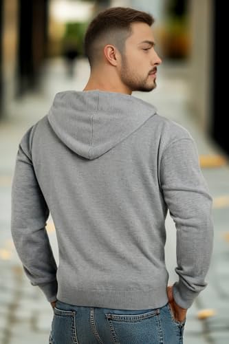 GINGTTO Men's Casual Knit Sweater Hoodie，Winter Hooded Sweaters for Men3