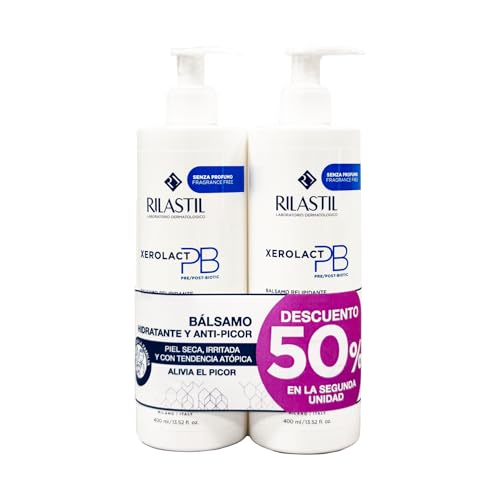 Rilastil - Duplo Xerolact Bálsamo Corporal Hidratante, Anti irritaciones y Calmante, 48 Horas de Hidratación, para Pieles Secas, Frágiles o Atópicas, 2ª Unidad al 50% de dto - 400ml + 400ml