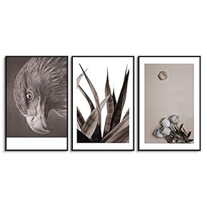 signwin 3 Piece Framed Canvas Wall Art Black...