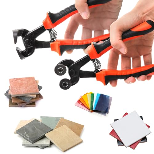 Okllen 2 Pieces Glass Tile Nippers Set, Heavy Duty Wheeled Glass Mosaic Nipper & Hd Ceramic Tile Nipper, Tile Cutter Pliers with Soft Grip Handle - Thumbnail 7