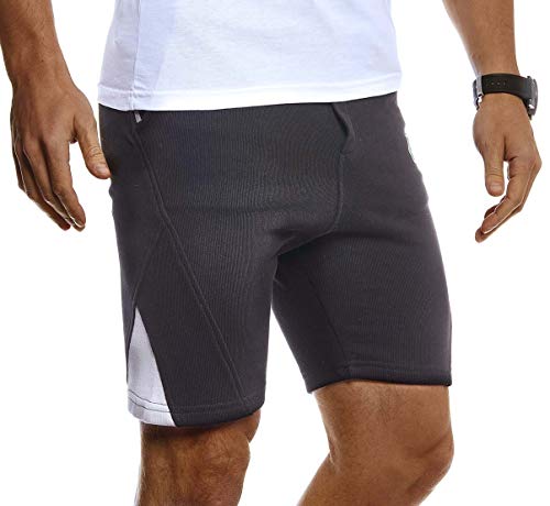 Foto von Leif Nelson Herren Jogging Shorts Kurze Trainingshose Sporthose Slim Fit Männer Kurze Fitnesshose Jogginghose Fitness-Short für Training Sport Bodybuilding LN8329 M Schwarz-Grün