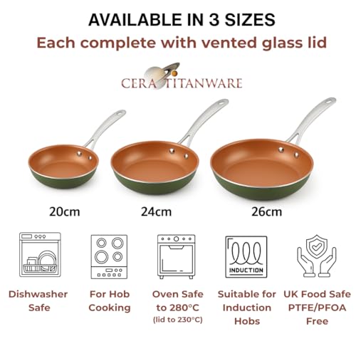 Ceramic-Titanium Non-Stick Frying Pan with Lid - Available in 20/24/26 cm, Induction Ready, Oven Safe Up to 280°C - Image 7