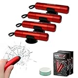 SafePro X Notfallhammer Auto mit Gurtschneider - Lebensrettender Kompakt Federkörner Glasbrecher - Sicherheit Rescue Tool & Scheiben Zertrümmerer für Schnelle Flucht bei Straße Unfällen (4er-Pack)