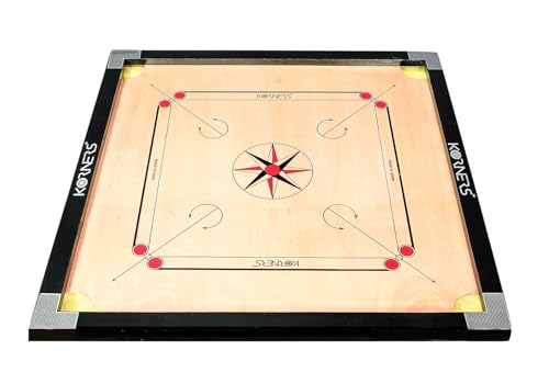 Image of KORNERS Carrom Board with Striker, Coins and Powder, Multicolor| (Carrom Cut 32 Elite)