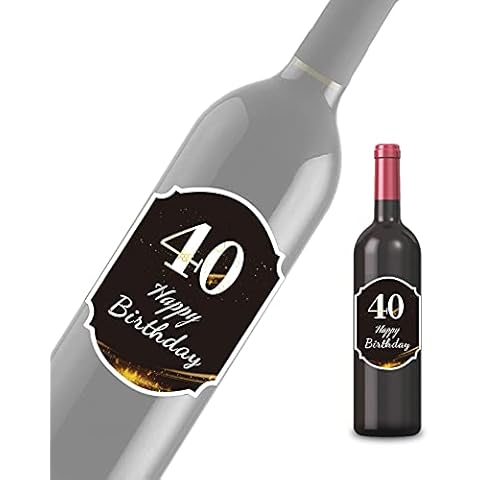 Pack of 2 Bottle Labels for 40th Birthday, Happy Birthday, 40 Bottle Stickers, Suitable for Party Gifts, for Men and Women (8.5 x 12 cm) Cover