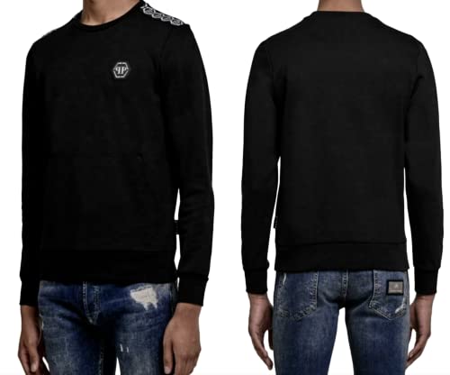 Philipp Plein Cult Logo Sweatshirt Pulli Sweater Jumper Striped Pullover with Pockets (as3, alpha, x_l, regular, regular)