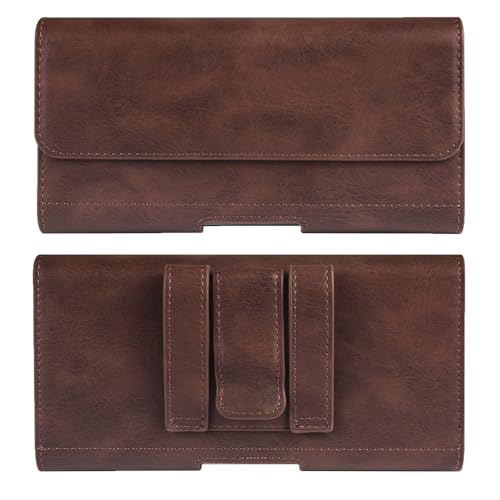 Étui ceinture XL en cuir marron pour Moto G Power et Galaxy A16