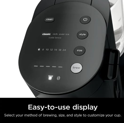 Single-Serve Pods or Grounds Hot and Iced Coffee Brewer with Rapid Cold Brew, 4 Brew Styles, Compact design and Storage, Removable reservoir 56 oz, Black PB045